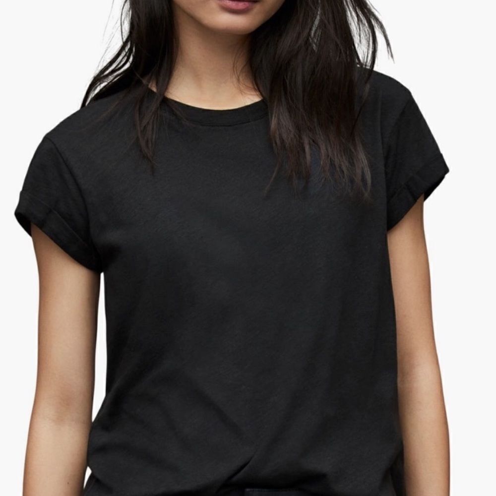 NWT AllSaints Anna Cuff Sleeve Cotton T-Shirt size 6